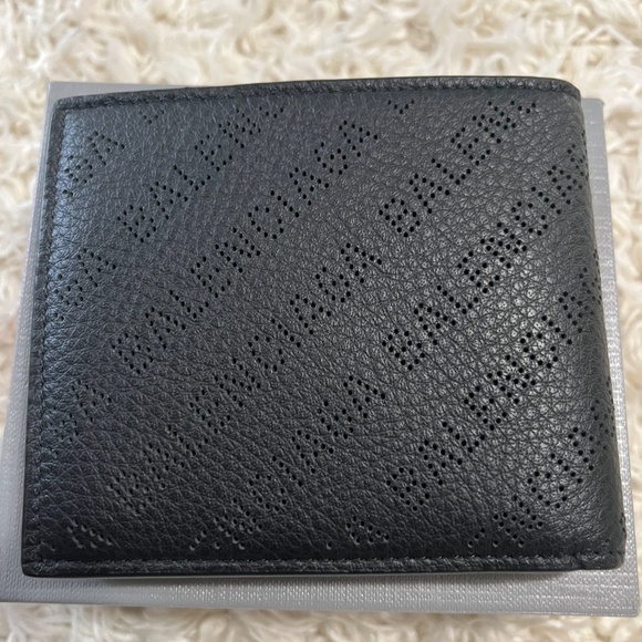 BALENCIAGA Perforated Logo Leather Bifold Wallet